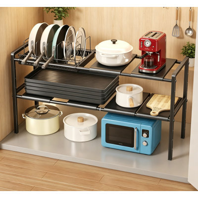 Pots and Pans Organizer Under Cabinet Expandable , Adjustable Height Pot and Pan Lid Holder Rack