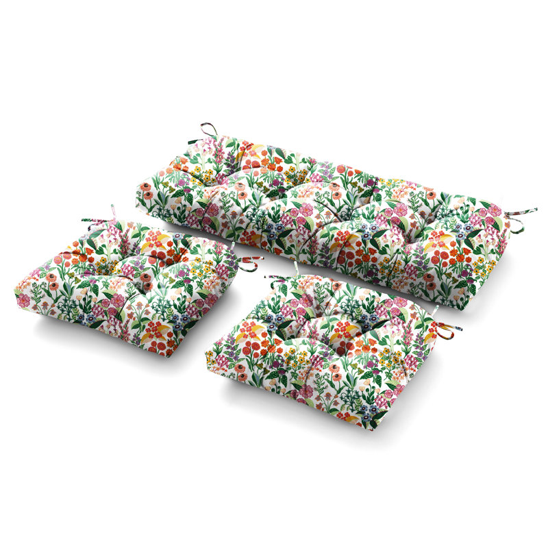 Outdoor 5'' Seat / Back Cushion, White Floral 1
