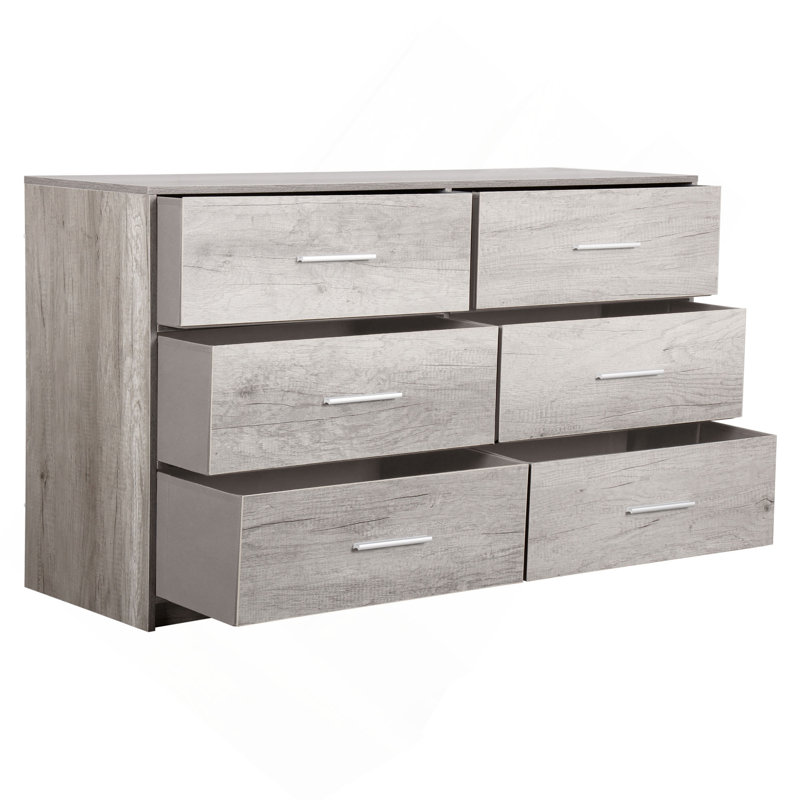 6-Drawer Dresser With Large Fabric Drawers, Gray