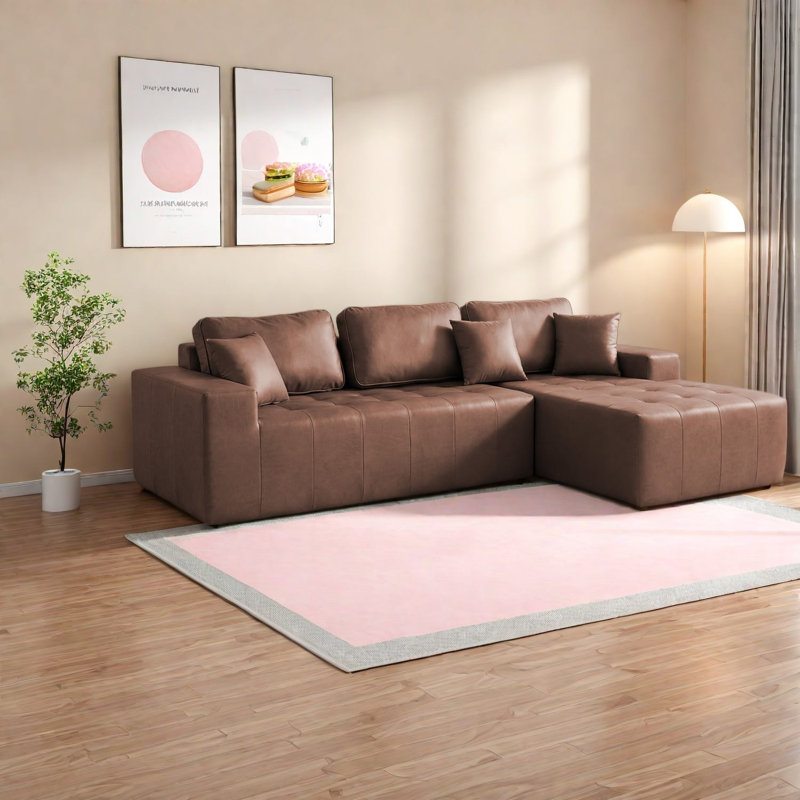 Canapés modulaires à compression, méridienne droite en similicuir, canapé moderne