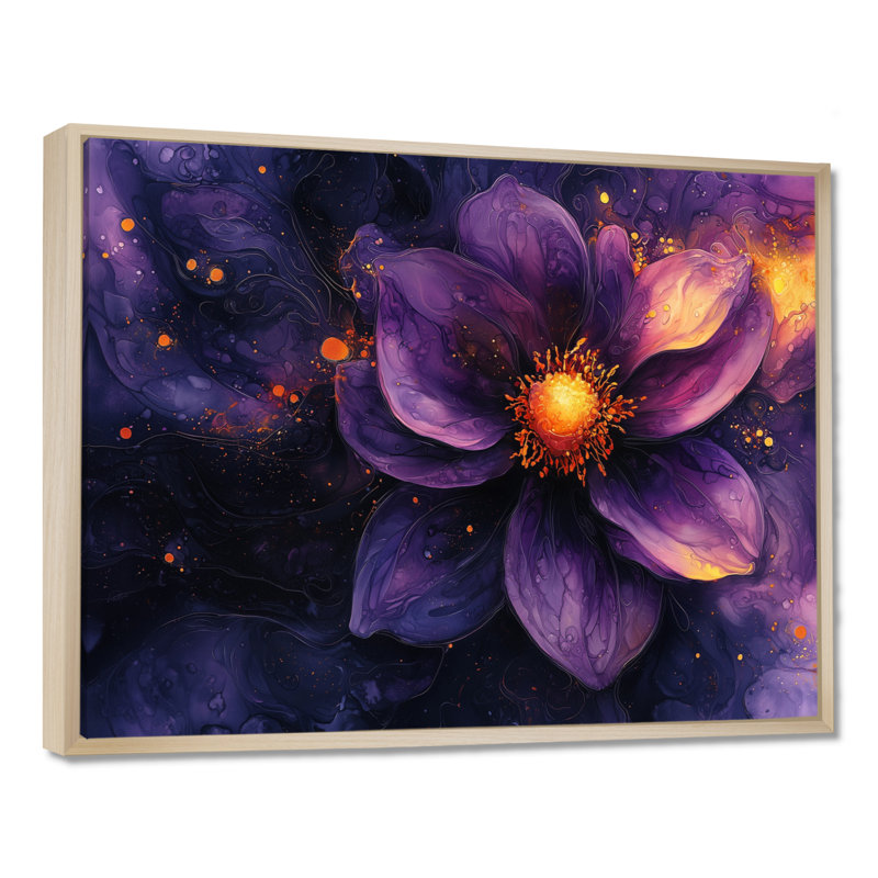 Dahlia vif lavande Dreamscape II - art mural Dahlia, Brun, H 24 po x l 32 po, Floater Framed