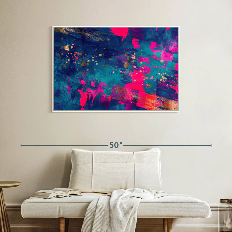 Bleu, magenta, fausley, Cadre flottant blanc, 40 po x 27 po