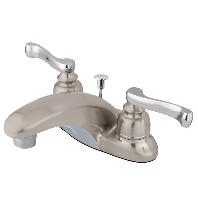 Royale Centerset Bathroom Faucet with Drain Assembly, Brushed Nickel/Polished Chrome