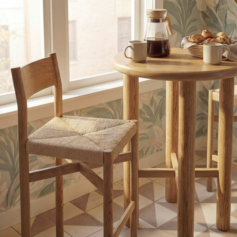 Ensemble de table de bar en chêne vieilli 3 pièces Alvia, Weathered Oak