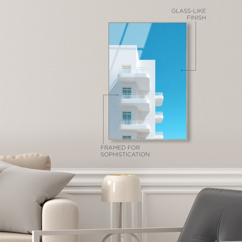 Modular White II Print by Oliver Gal, 25"H x 37"W, Silver Floater Frame
