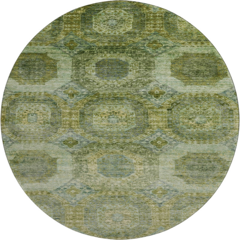 Premium Machine Washable Ralston AMF1944 Panels Rug, Round 8'