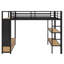 Lit mezzanine avec garde-robe, tablettes de rangement et panneau perforé-423540951