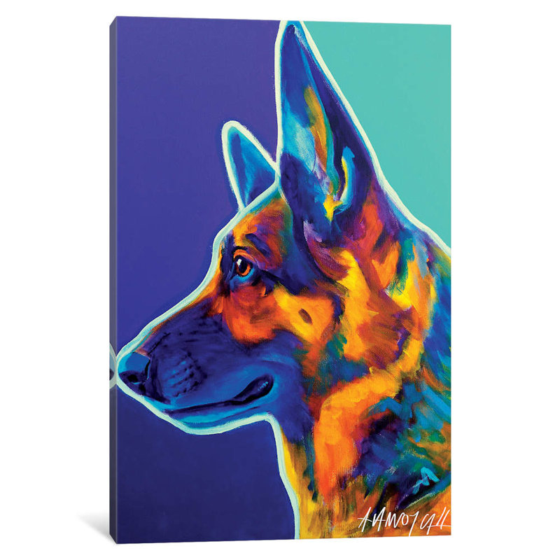 Schatze The German Shepherd by DawgArt - Print on Canvas, 66.04 cm H x 45.72 cm W x 1.91 cm D, No Frame