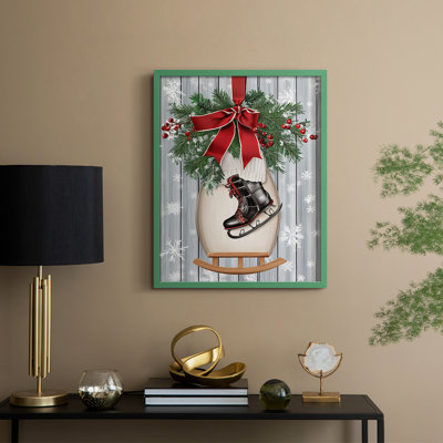 «Christmas Holiday Art XCVI», reproduction d'art encadrée - bois massif