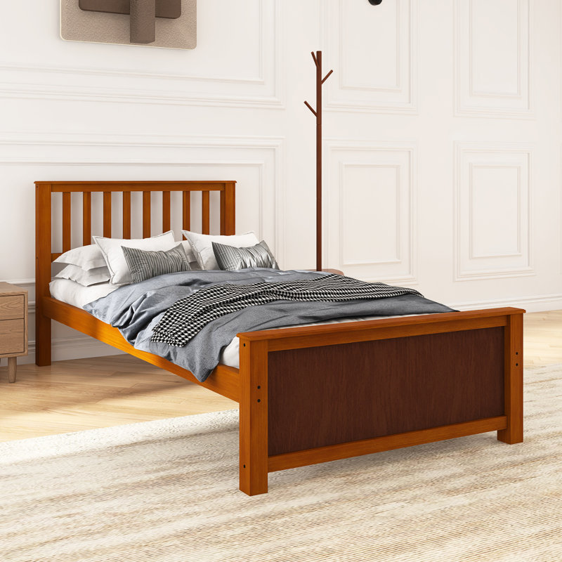 Twin Size Wood Platform Bed, Brown
