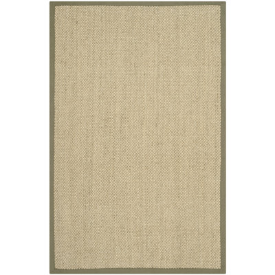 Beige Green Floral Jute Rug