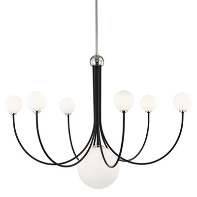 Mitzi 7 - Light Shaded Chandelier Classic / Traditional Chandelier In Polished Nickel,black