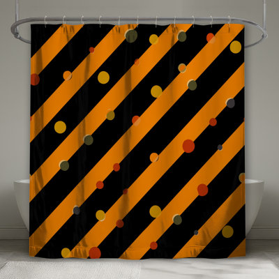 Orange Stripes Shower Curtain - Pattern Bathroom Decor Modern