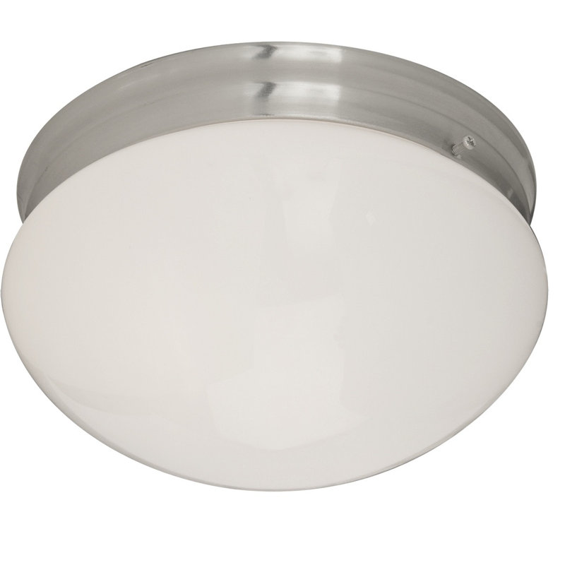 Benney Glass Flush Mount, Satin Nickel