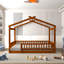 Structure de lit en bois pleine grandeur avec clôture, noyer, pour, adolescents, pin, espace de jeu et de sommeil, conception semi-fermée en noyer de pin, aire de repos, espace de repos-105350622-105350616
