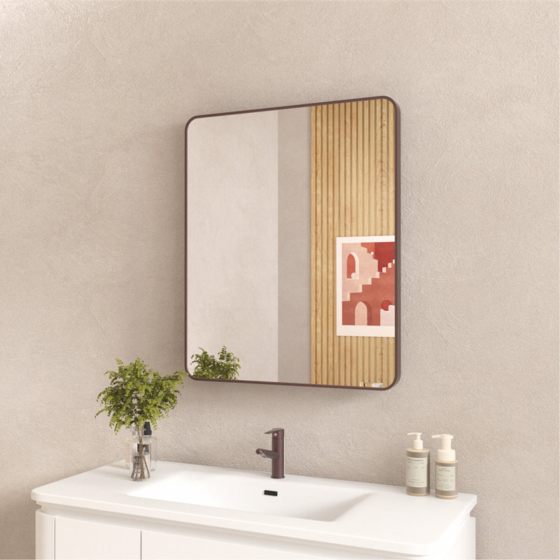 Élégant miroir mural pour salle de bain en aluminium, polyvalent et fonctionnel
