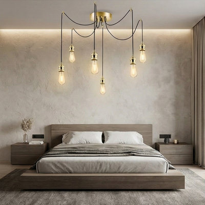 Adjustable Height 6 Lights Metal Body Chandelier