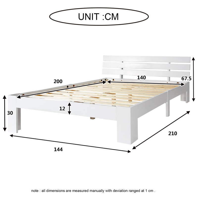 Crandall European Double (140 x 200 cm) Bed, White