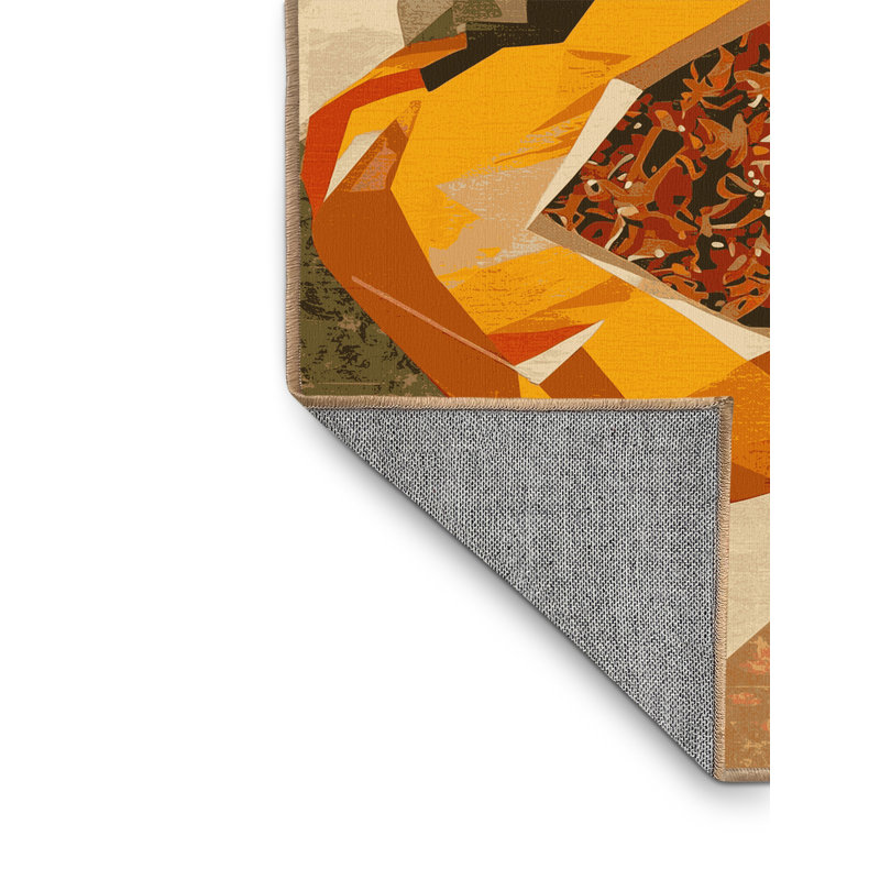Machine Washable Highpoint Stuffed Peppers Global Inspired Geometric Rug in Brown – LightBrown Binding, 7x10