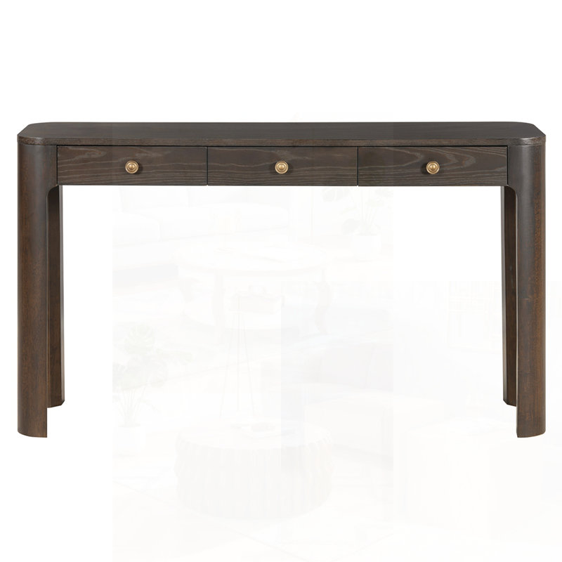 Console rustique avec coins arrondis pour la sécurité, table d'entrée avec 3 tiroirs dissimulés, table de canapé robuste avec des pieds épais pour le couloir et le salon