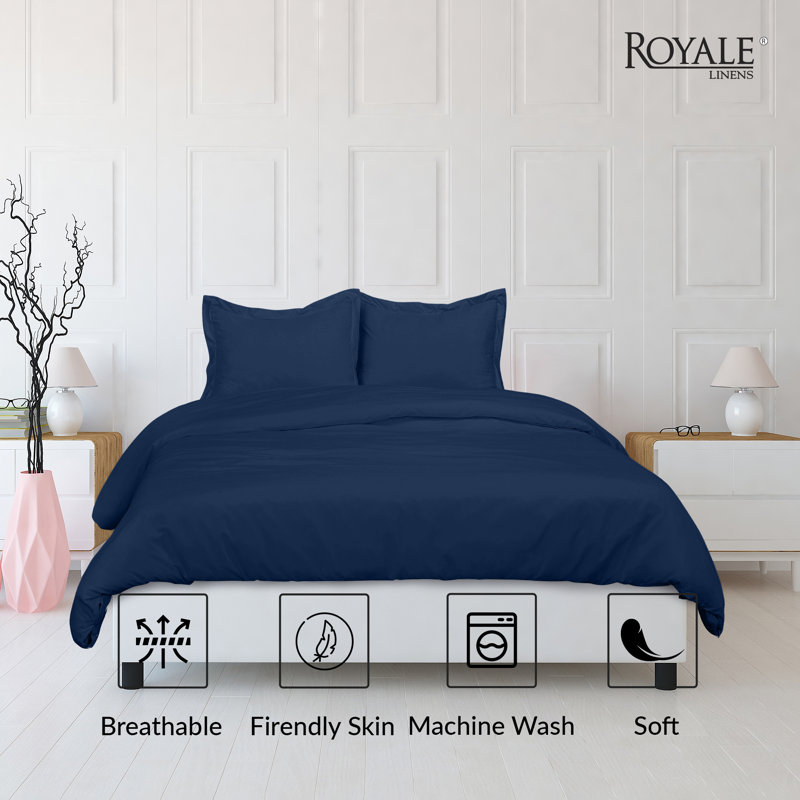 Literie , Housse de couette simple + 1 taie d'oreiller, Bleu marine