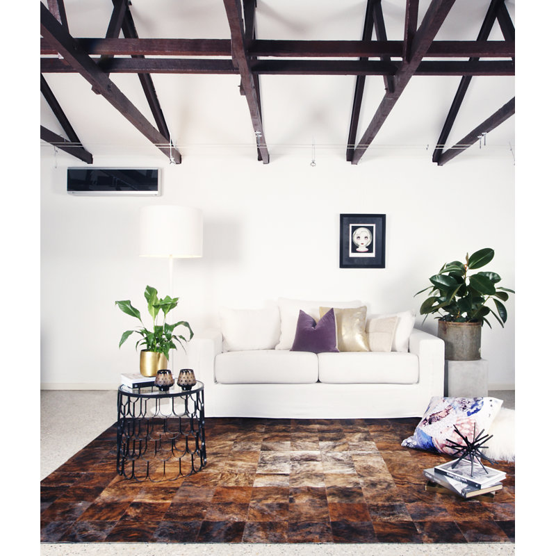 Desnudo Cowhide Geometric Area Rug in Brown, Rectangle 10' x 14'