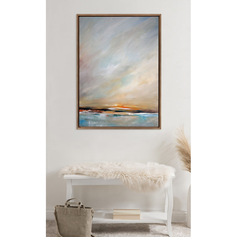 Reproduction d'art sur toile encadrée "Day's End" par Mary Sparrow, L 38 po x H 28 po, Toile dorée