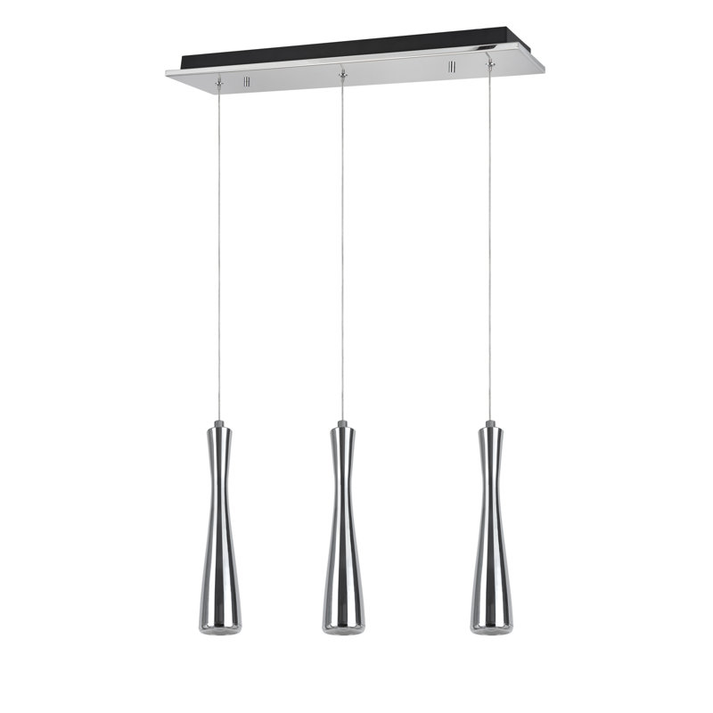 3 - Light Kitchen Island Pendant, Chrome