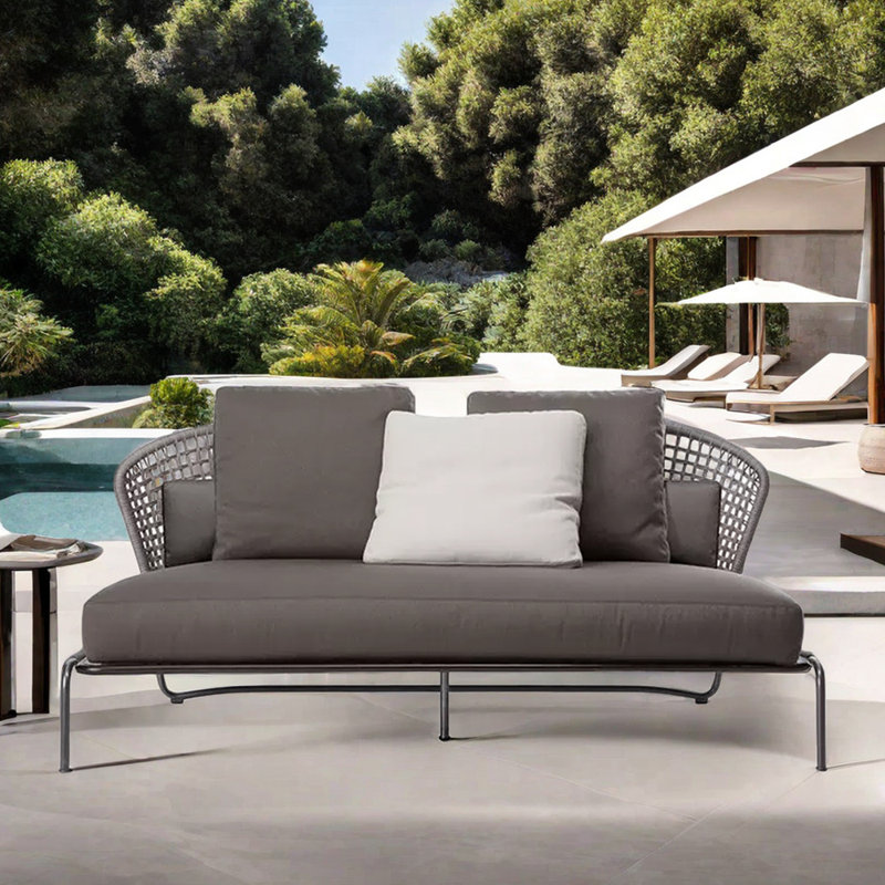 Causeuse d'extérieur en tissu avec coussins Sunbrella® de 57,09 po Ambereen