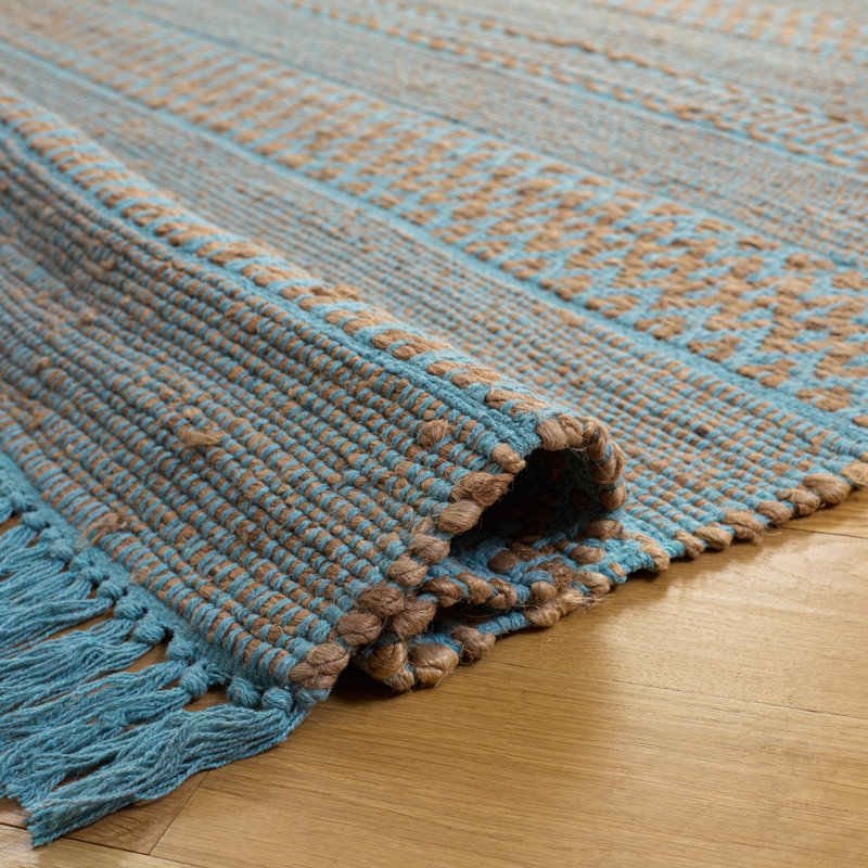 Natural Fiber 123 Hand Woven 50% Jute; 50% Cotton Geometric Shapes Rug, Rectangle 4' x 6'