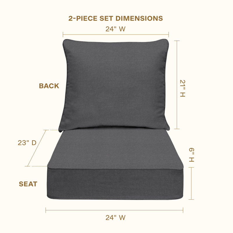 Meridian Outdoor Deep Seating Cushion Set – Comfortable, Durable, Weather-Resistant Design, Heathered Dark Gray