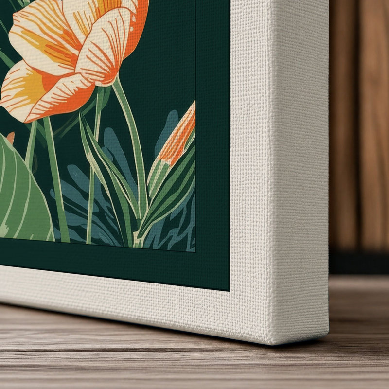 Tropical Garden Botanicals Botanical - Wrapped Canvas, 18x12 - 45.7 x 30.5 cm, Cream Border