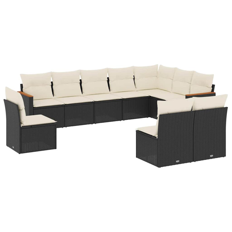 Ensemble de canapé de jardin Vidaxl noir, blanc crème