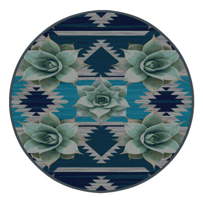 Washable Agave Plant Southwestern Area Rug