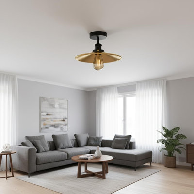 Vintage Industrial Ceiling Light Fixture, Metal Flush Mount with 22cm Shade, E26 Socket, Modern Ceiling Lamp for Kitchen, Living Room, Bedroom, Hallway, Entryway