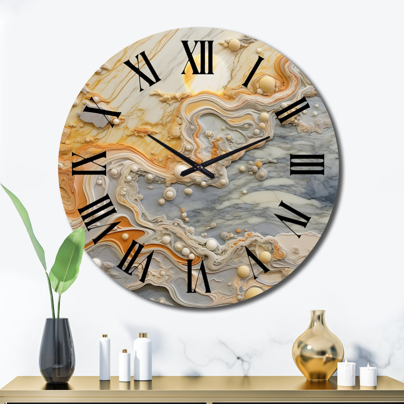 Horloge murale crème en métal, Très grand