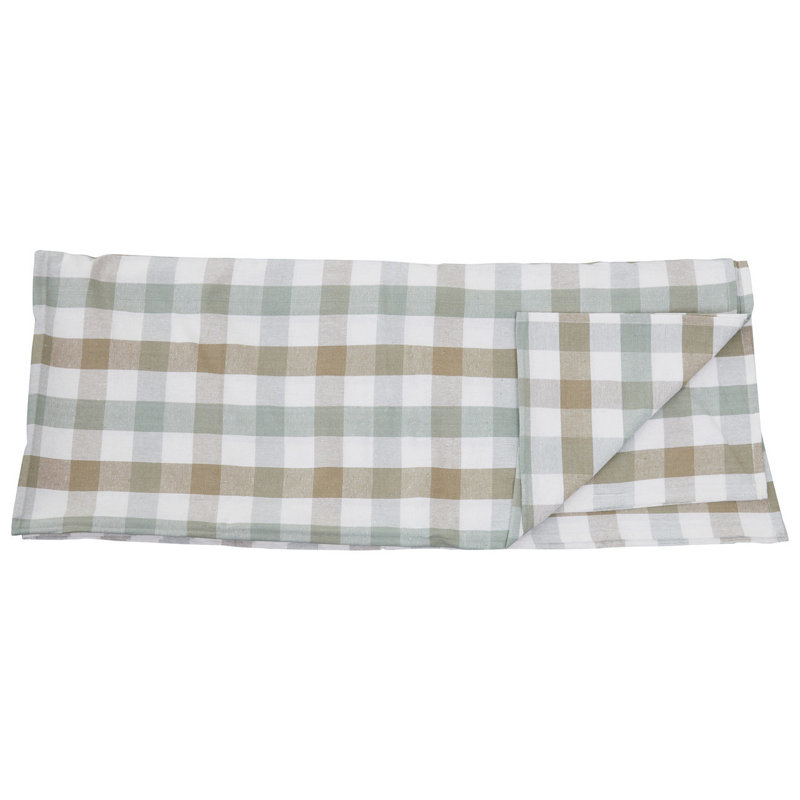 --- Rectangular Tartan Tablecloth, Green/Brown