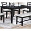 Casual 6pcs Dining With Charcoal Finish, 4 Chairs, Bench And Rectangular Table, Comfort For 6 - Piece Furniture Room, Featuring Cushioned Chairs Cross Back Design