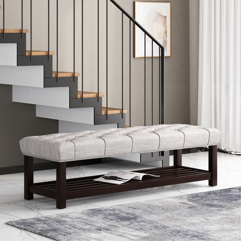 Banc de rangement en tissu Blosser, Beige