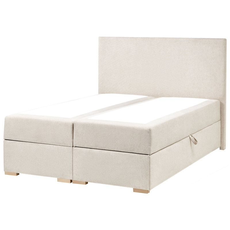 Upholstered Bed with Mattress, 120 x 200cm, Light Beige