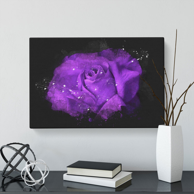 Purple Rose Flower Vol.3 - Wrapped Canvas, 35cm H x 50cm W x 3cm D