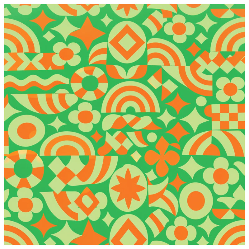 Housses de couette à formes géométriques vertes et orange, Queen