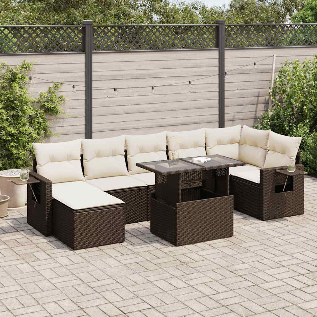 Vidaxl 8-Tlg. Garten-Sofagarnitur Mit Kissen Schwarz Poly Rattan