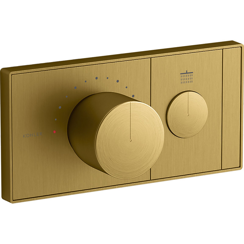 Anthem One-Outlet Thermostatic Valve Control Panel With Recessed Push-Button, Gold