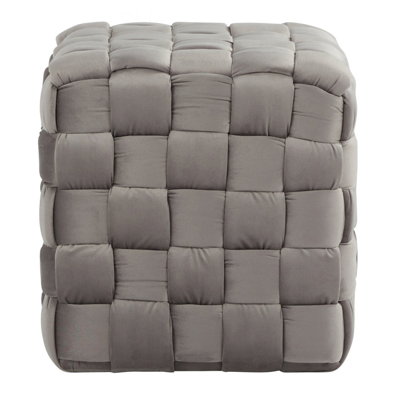 Velvet Ottoman, Dark Gray 