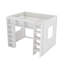Grand lit mezzanine en bois avec armoires de rangement et tablettes-419590130