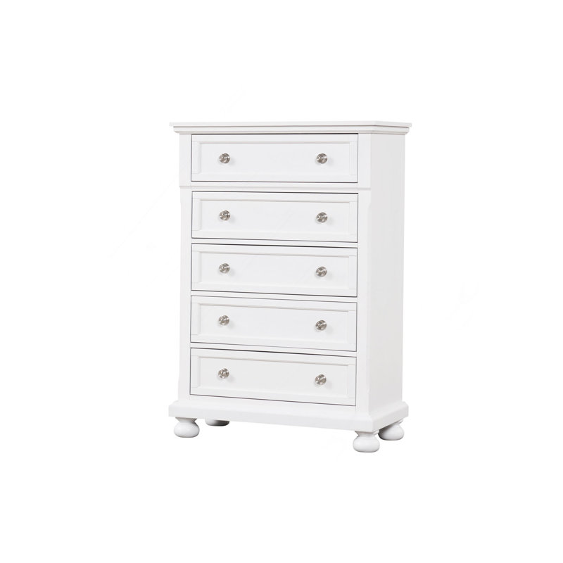 Commode verticale avec boutons décoratifs et pieds en oignon, Blanc