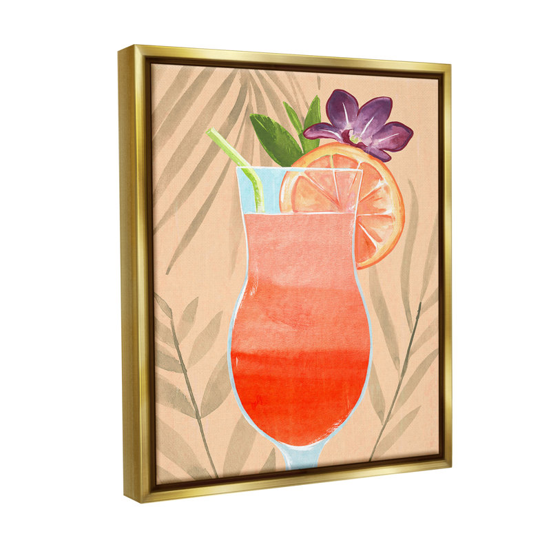 «Plant Patterned Cocktail» par Annie Warren sur, H 21 po x l 17 po, Cadre flottant métallique doré
