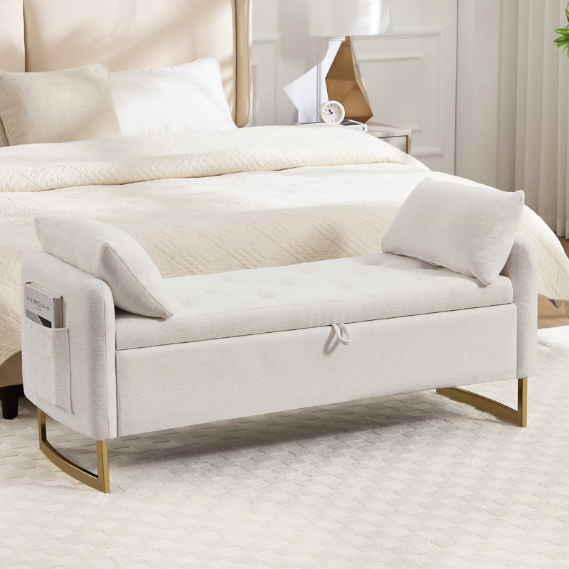 Banc de repose-pieds multifonctionnel pour la chambre à coucher, le salon et le vestibule, TD-BEIGE