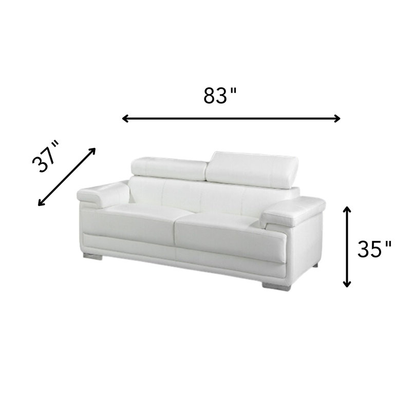 Causeuse grise moderne Dungall 65, Full Eco Leather White, L 88 po